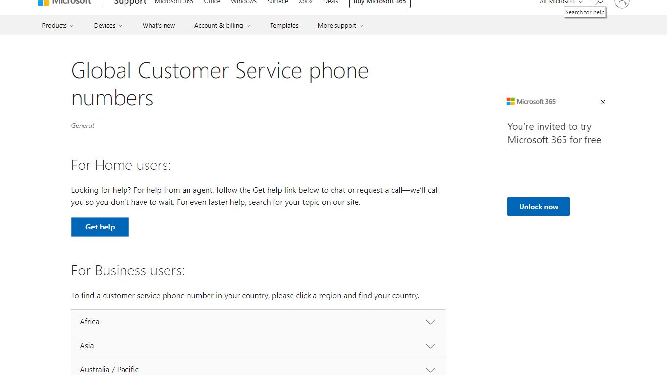 Global Customer Service phone numbers - support.microsoft.com